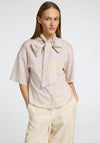 Selected Femme Lana Juno Striped Bow Shirt, Cream