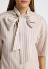 Selected Femme Lana Juno Striped Bow Shirt, Cream