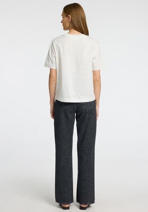 Selected Femme Essential Abstract Print Boxy T Shirt, White