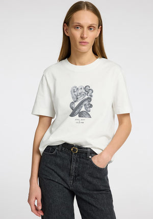 Selected Femme Essential Abstract Print Boxy T Shirt, White