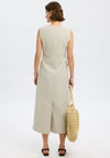 Selected Femme Venja Linen Button Fitted Dress, Beige