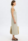 Selected Femme Venja Linen Button Fitted Dress, Beige