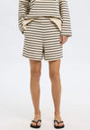 Selected Femme Elise Striped Shorts, Beige and Black