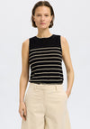 Selected Femme Esther Striped Sweater Vest, Black and Beige