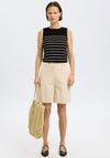 Selected Femme Esther Striped Sweater Vest, Black and Beige