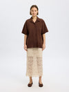Selected Femme Sophie Suede Leather Shirt, Brown