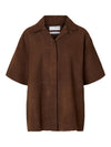 Selected Femme Sophie Suede Leather Shirt, Brown