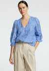 Selected Femme Cathi Floral Embossed Blouse, Blue