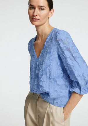Selected Femme Cathi Floral Embossed Blouse, Blue