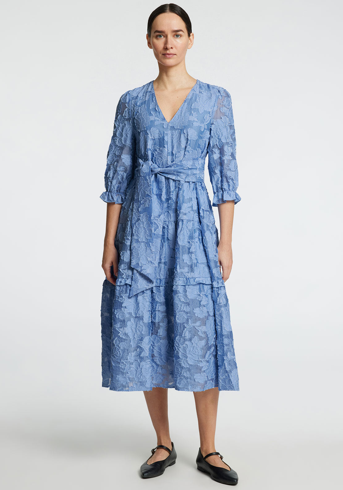 Selected Femme Sadie V Neck Midi Smock Dress, Blue