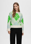 Selected Femme Lipka Argyle Knitted Sweater, Light Grey