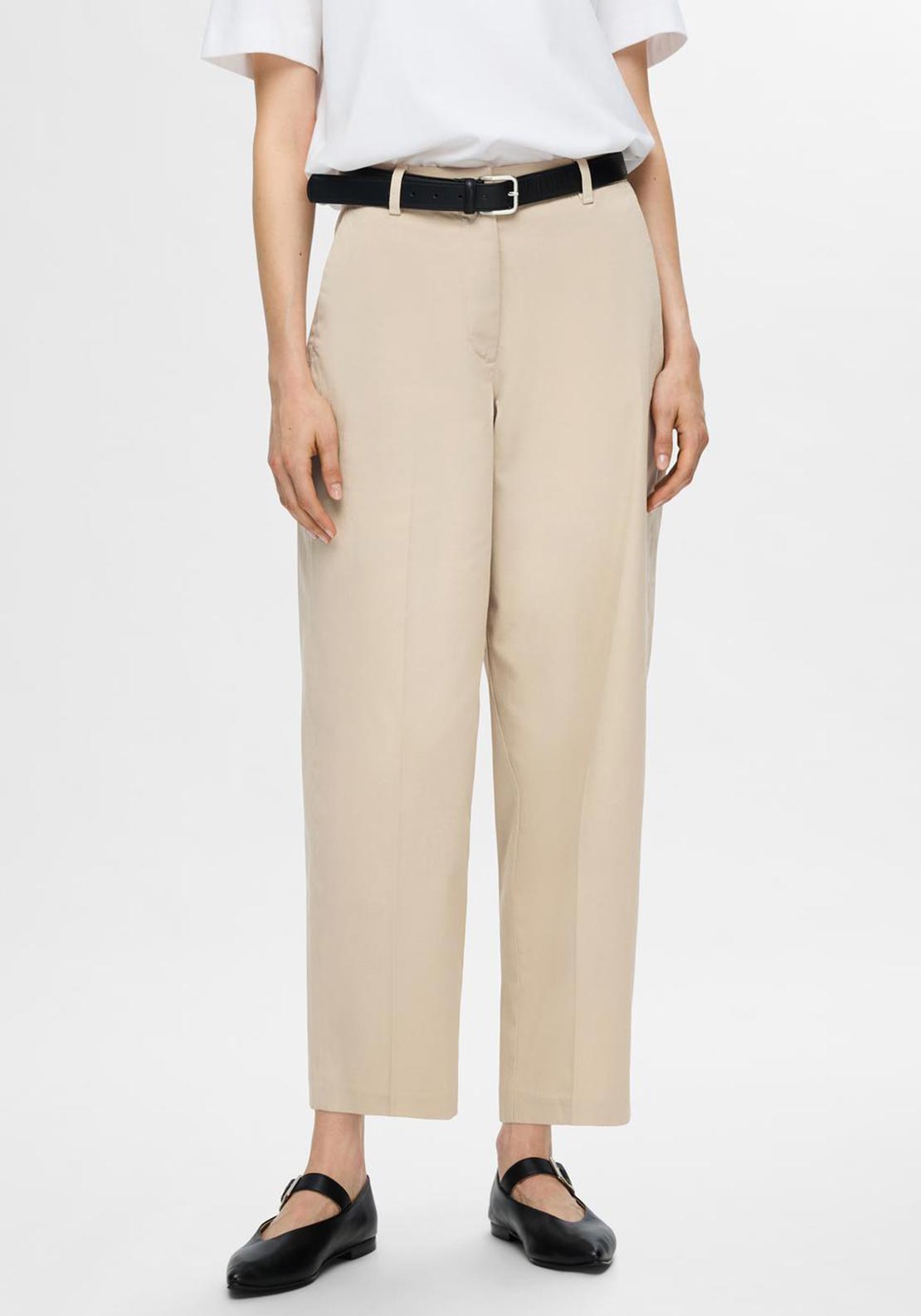 Selected Femme Merla Wide Leg Trousers, Humus