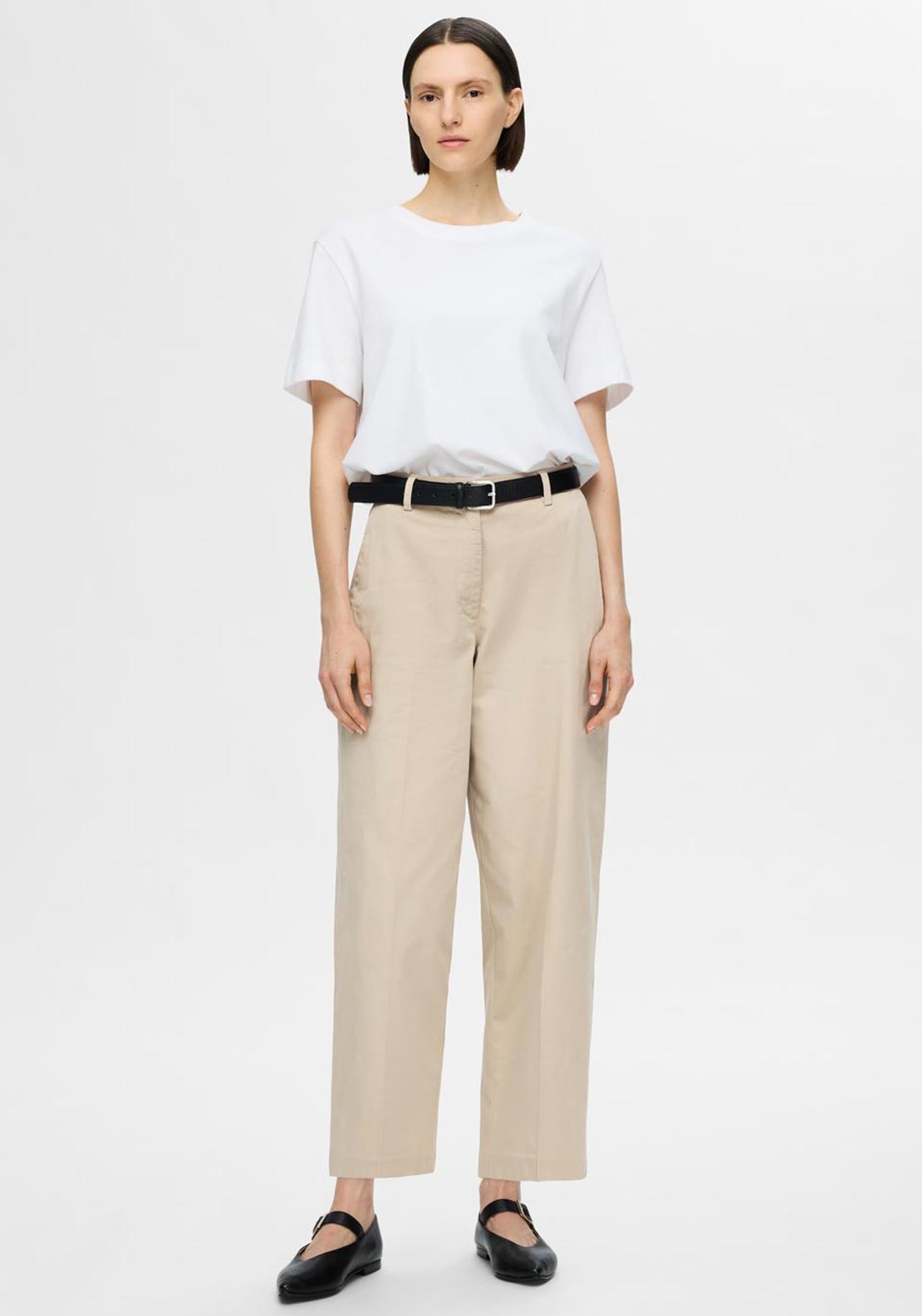 Selected Femme Merla Wide Leg Trousers, Humus