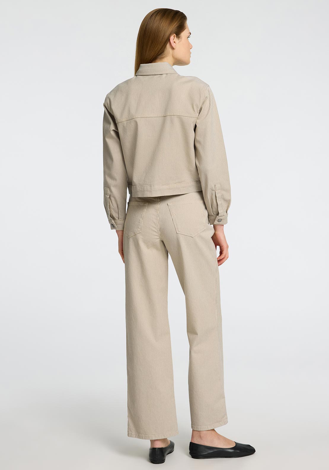 Selected Femme Alba Pinstripe Denim Jacket, Beige