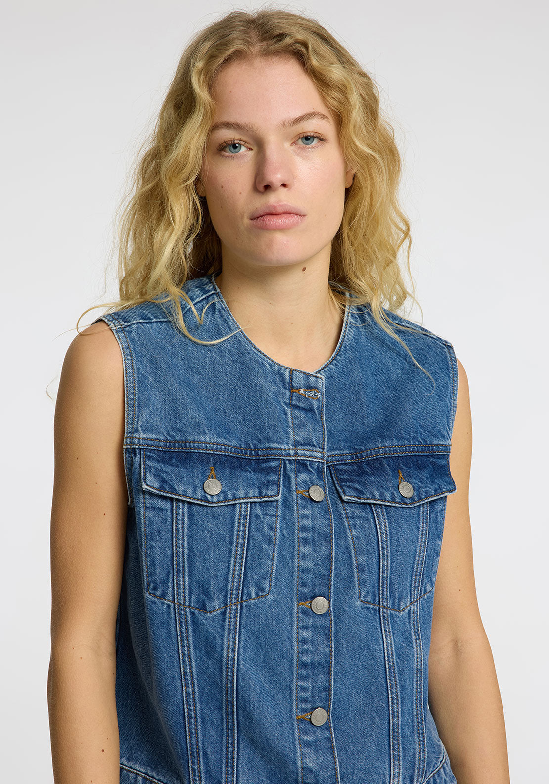 Selected Femme Rie Denim Waistcoat, Blue
