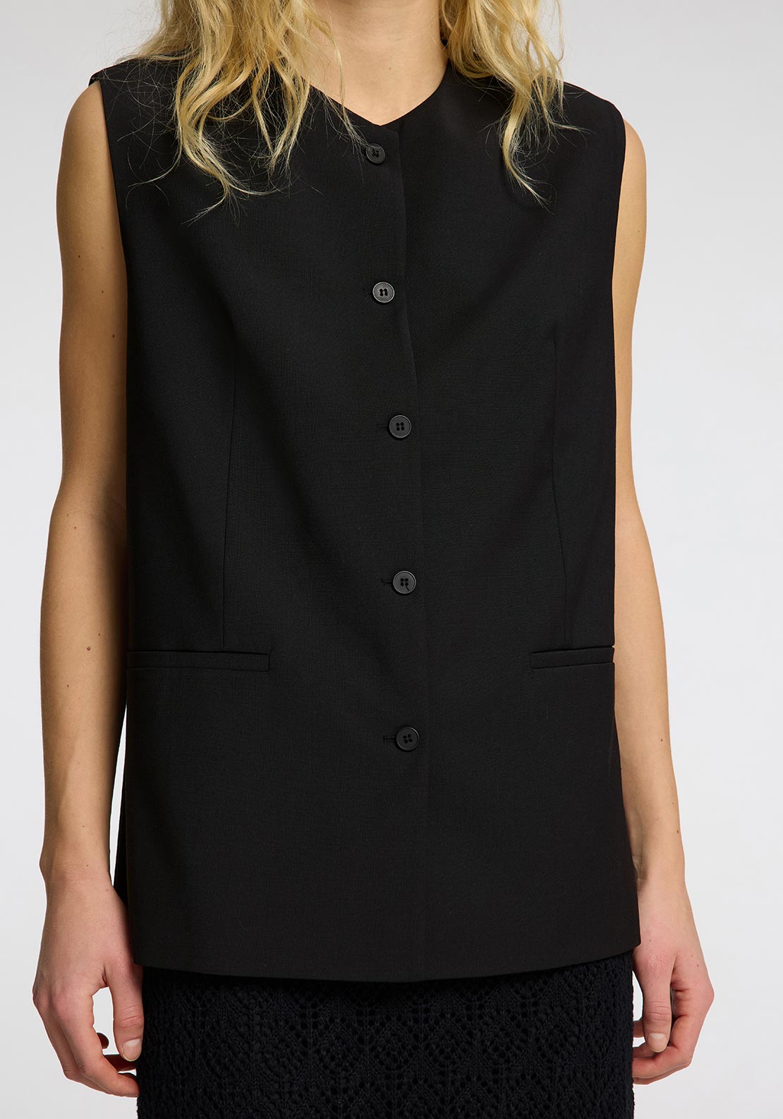 Selected Femme Fabbi Buttoned Waistcoat, Black