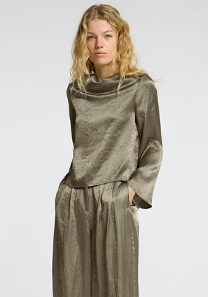 Selected Femme Selene Cowl Neck Blouse, Green