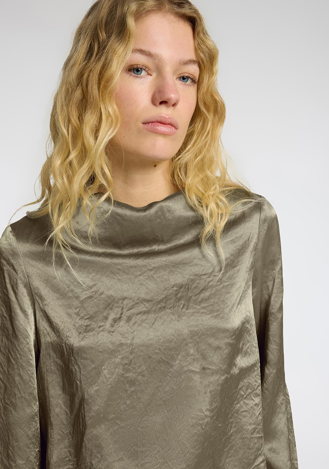 Selected Femme Selene Cowl Neck Blouse, Green