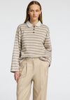Selected Femme Wada Striped Rugby Shirt, Beige and White