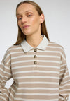 Selected Femme Wada Striped Rugby Shirt, Beige and White