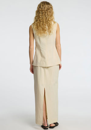 Selected Femme Iluna Linen Buttoned Waistcoat , Sand Beige