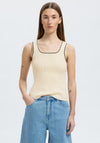 Selected Femme Kamma Contrast Knit Cami, Cream