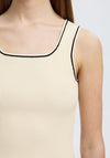 Selected Femme Kamma Contrast Knit Cami, Cream