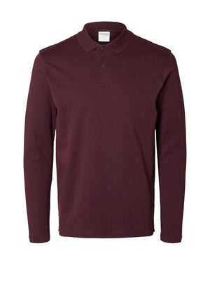Selected Homme Paris Long Sleeve Polo Shirt, Wine