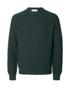 Selected Homme Knit Structure Crew Neck Jumper, Green Gables