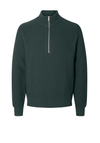 Selected Homme Structure Knit Half Zip Jumper, Green Gables