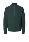 Selected Homme Structure Knit Half Zip Jumper, Green Gables