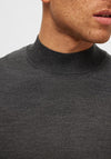 Selected Homme Town Mock Neck Sweater, Medium Grey Melange
