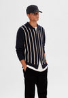 Selected Homme Mattis Knit Stripe Zip Cardigan, Sky Captain