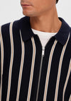 Selected Homme Mattis Knit Stripe Zip Cardigan, Sky Captain