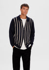 Selected Homme Mattis Knit Stripe Zip Cardigan, Sky Captain