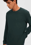 Selected Homme Colin Crew Neck Long Sleeve T-Shirt, Green Gables