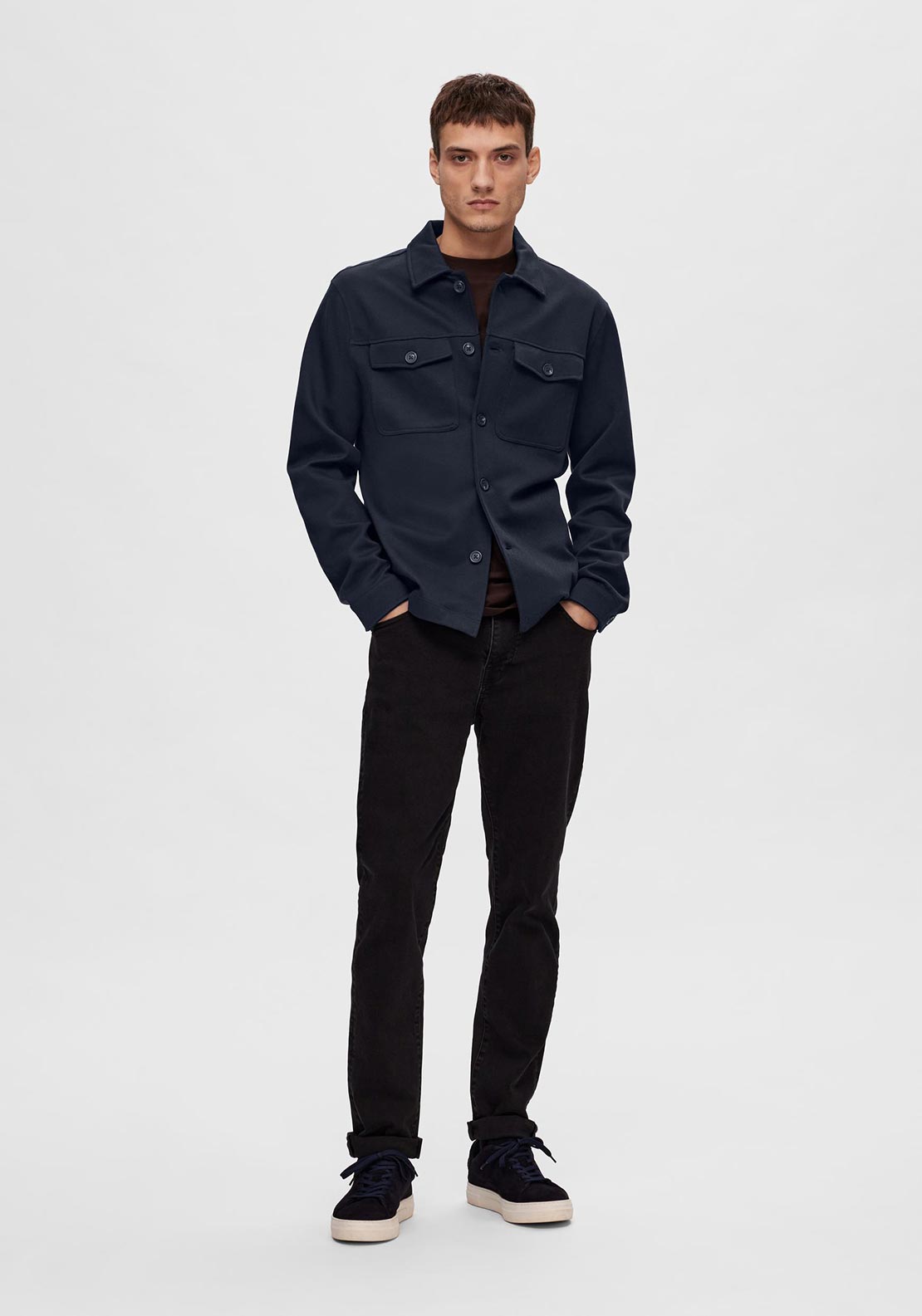 Selected Homme Lars Button Overshirt, Sky Captain