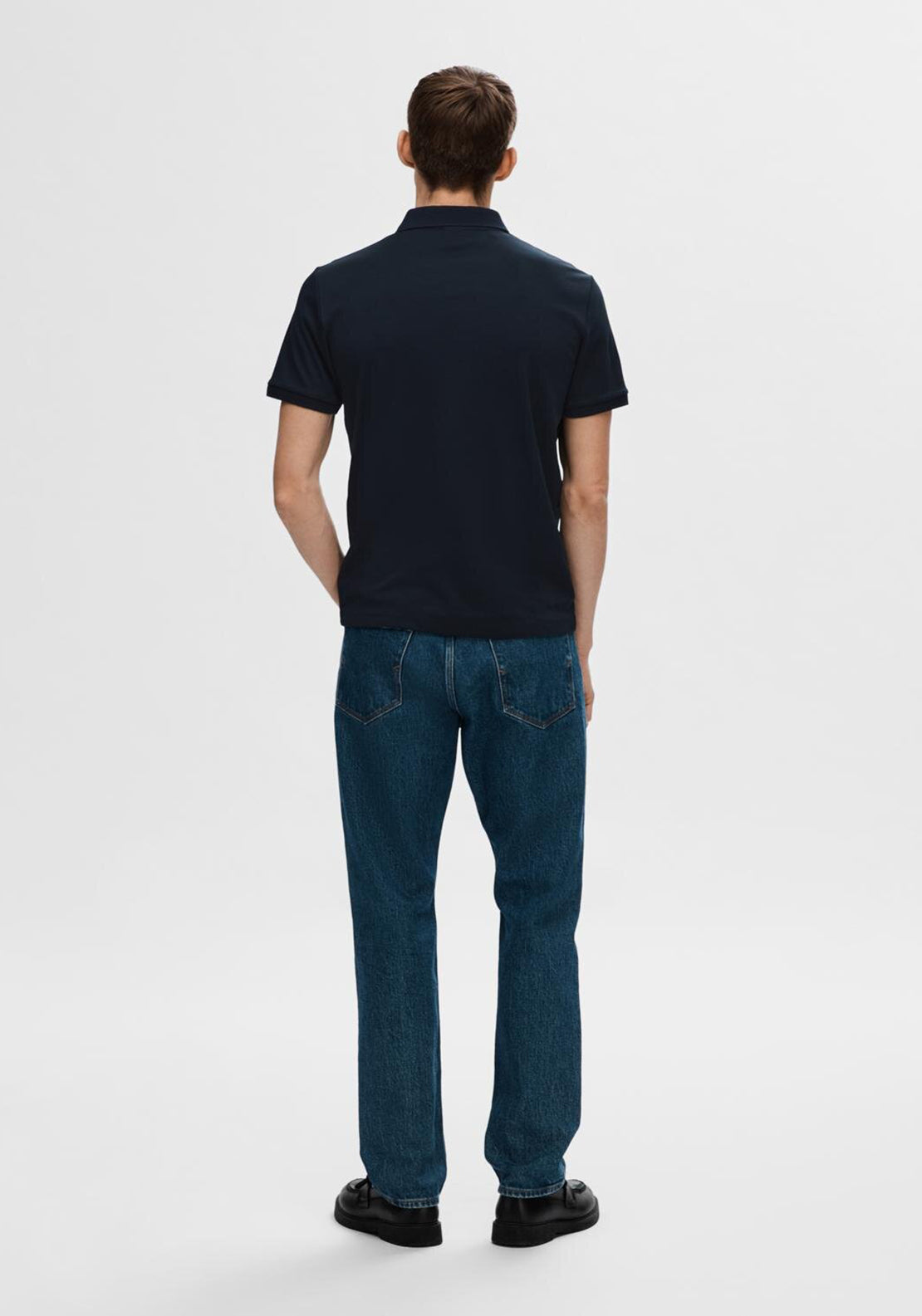 Selected Homme Zip Polo Shirt, Navy