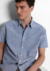 Selected Homme New Linen Shirt, Medium Blue Denim