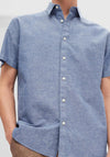 Selected Homme New Linen Shirt, Medium Blue Denim