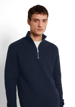 Selected Homme Dane Quarter Zip Knit Sweater, Navy