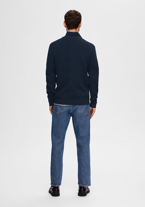 Selected Homme Dane Quarter Zip Knit Sweater, Navy