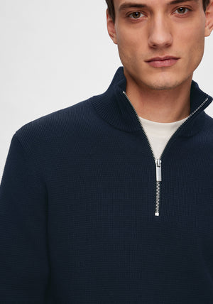 Selected Homme Dane Quarter Zip Knit Sweater, Navy