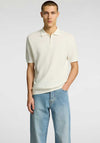 Selected Homme Knit Half Zip Polo Shirt, Off White