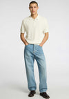 Selected Homme Knit Half Zip Polo Shirt, Off White