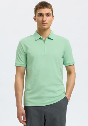 Selected Homme Zip Polo Shirt, Green