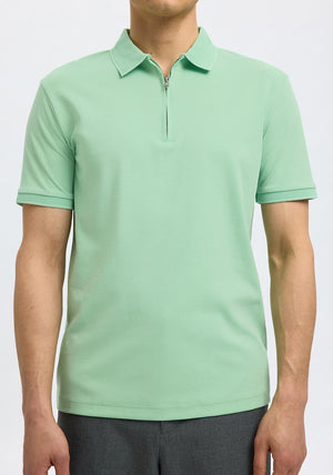 Selected Homme Zip Polo Shirt, Green