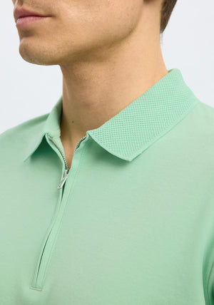 Selected Homme Zip Polo Shirt, Green