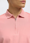 Selected Homme Zip Polo Shirt, Rose Pink