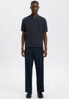 Selected Homme Knit Half Zip Polo Shirt, Sky Captain